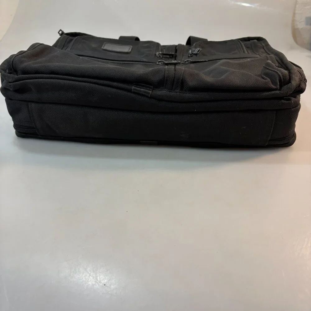 Tumi Black Ballistic Nylon Overnighter Briefcase 2671D3 Luggage Tag & Strap